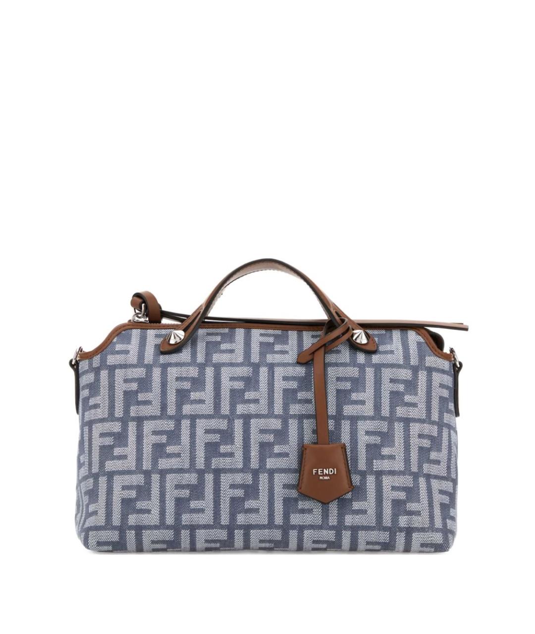 FENDI Голубая жаккардовая сумка тоут, фото 1