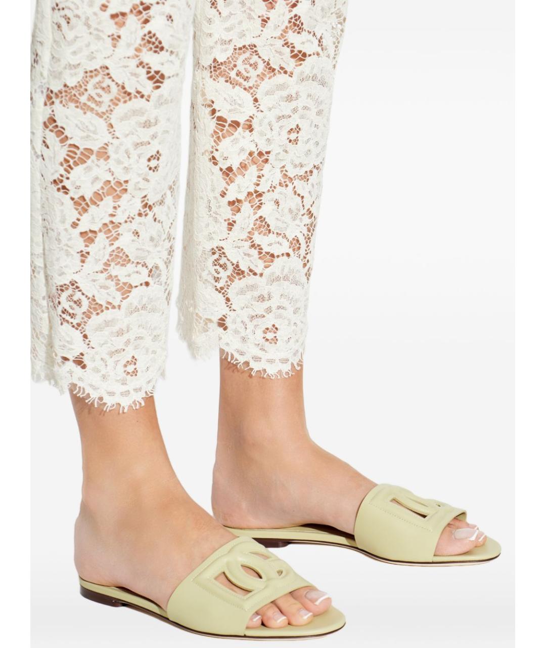 DOLCE&GABBANA Салатовые кожаные шлепанцы, фото 6