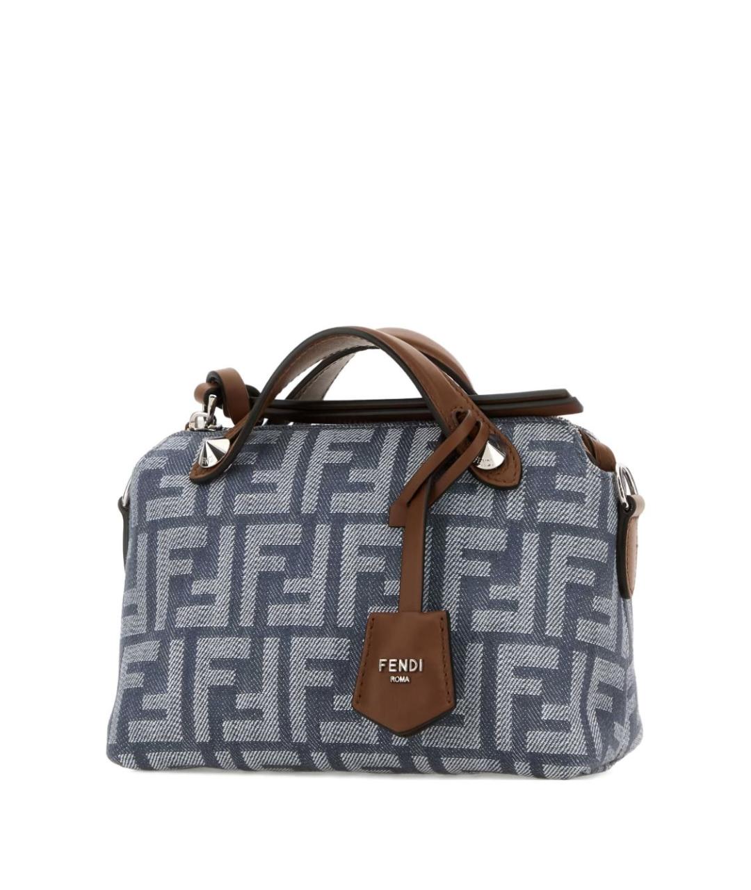 FENDI Голубая жаккардовая сумка тоут, фото 2