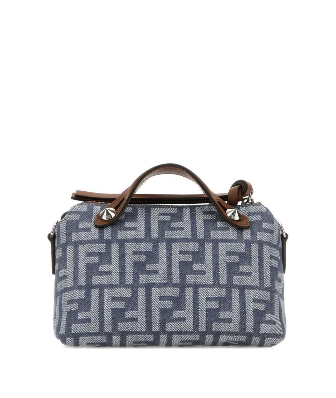 FENDI Голубая жаккардовая сумка тоут, фото 3