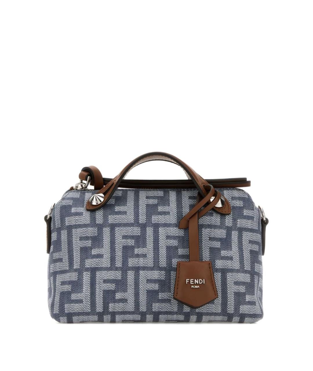 FENDI Голубая жаккардовая сумка тоут, фото 1