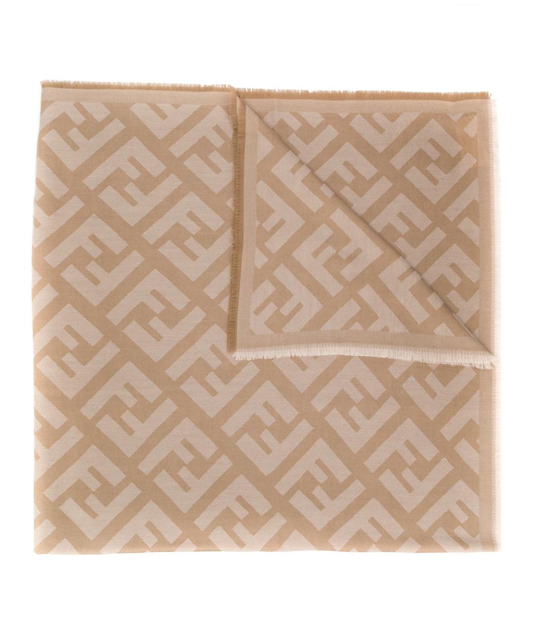 FENDI Бежевый шерстяной шарф, фото 1