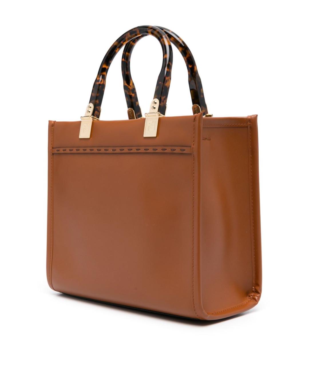 FENDI Коричневая кожаная сумка тоут, фото 3