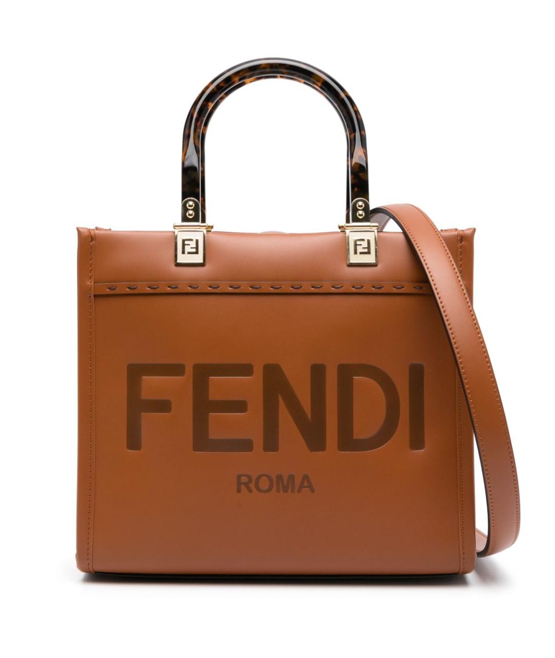 FENDI Коричневая кожаная сумка тоут, фото 1