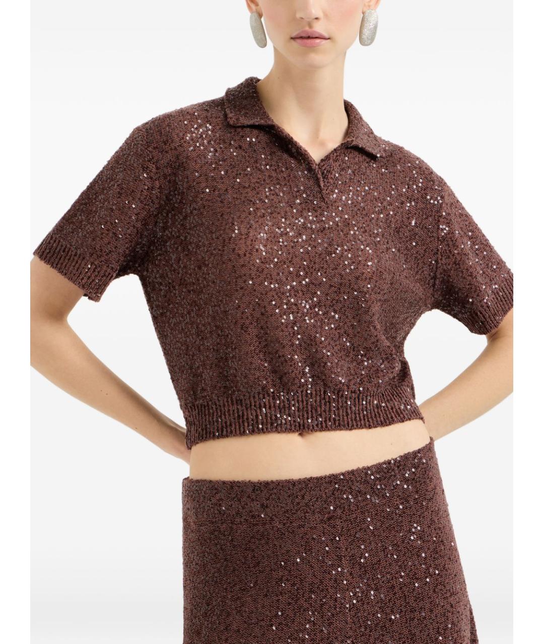 BRUNELLO CUCINELLI Коричневая льняная футболка, фото 4