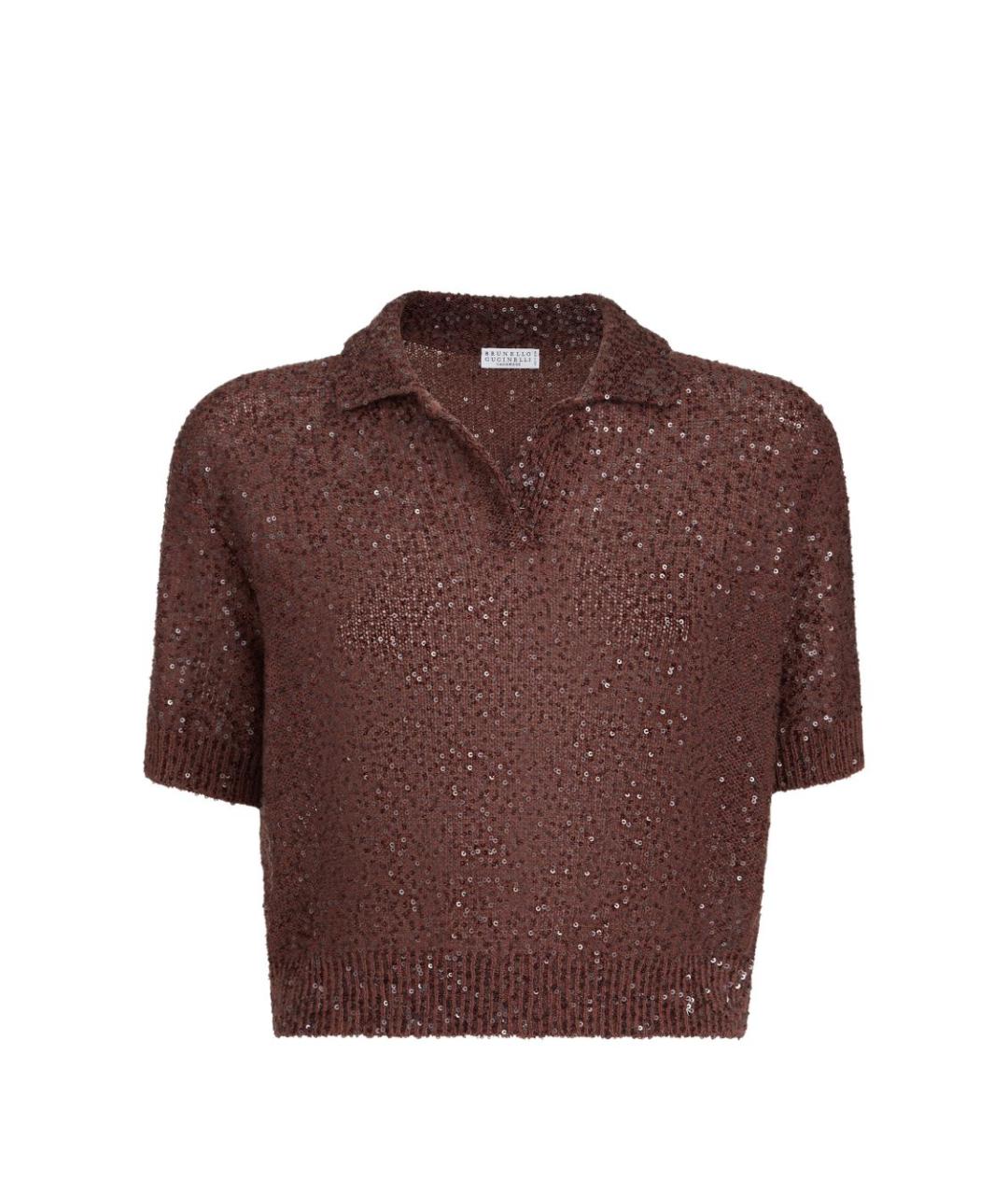 BRUNELLO CUCINELLI Коричневая льняная футболка, фото 1