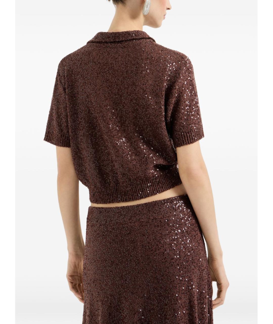 BRUNELLO CUCINELLI Коричневая льняная футболка, фото 2