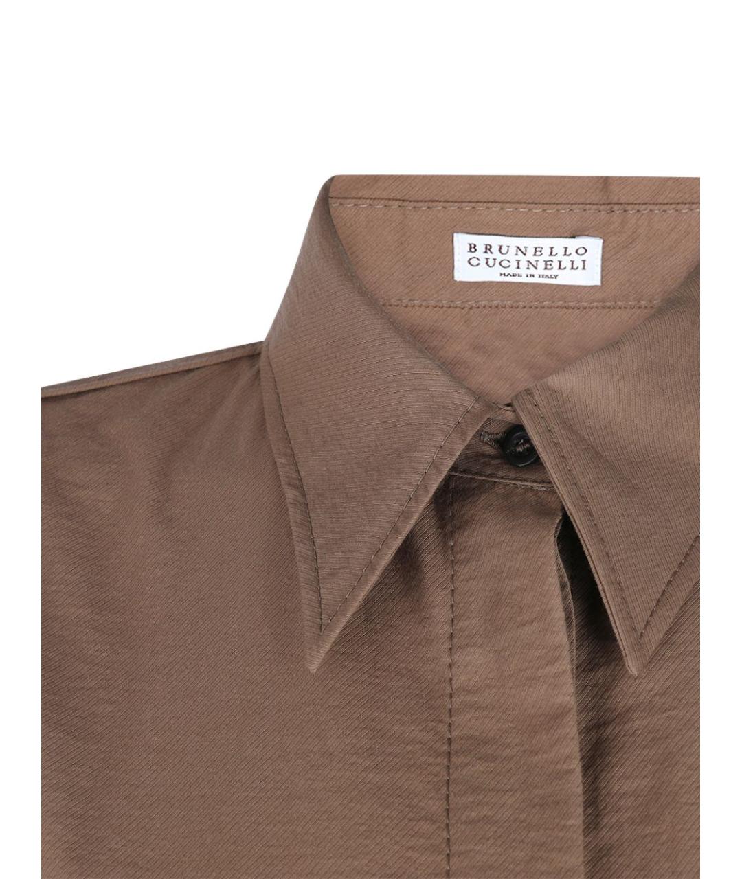 BRUNELLO CUCINELLI Коричневое хлопковое повседневное платье, фото 3