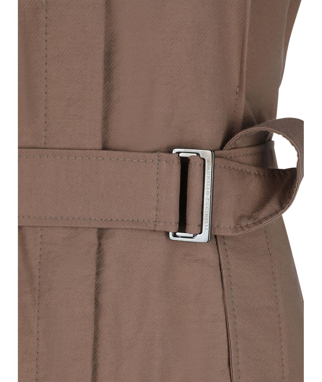 BRUNELLO CUCINELLI Коричневое хлопковое повседневное платье, фото 4