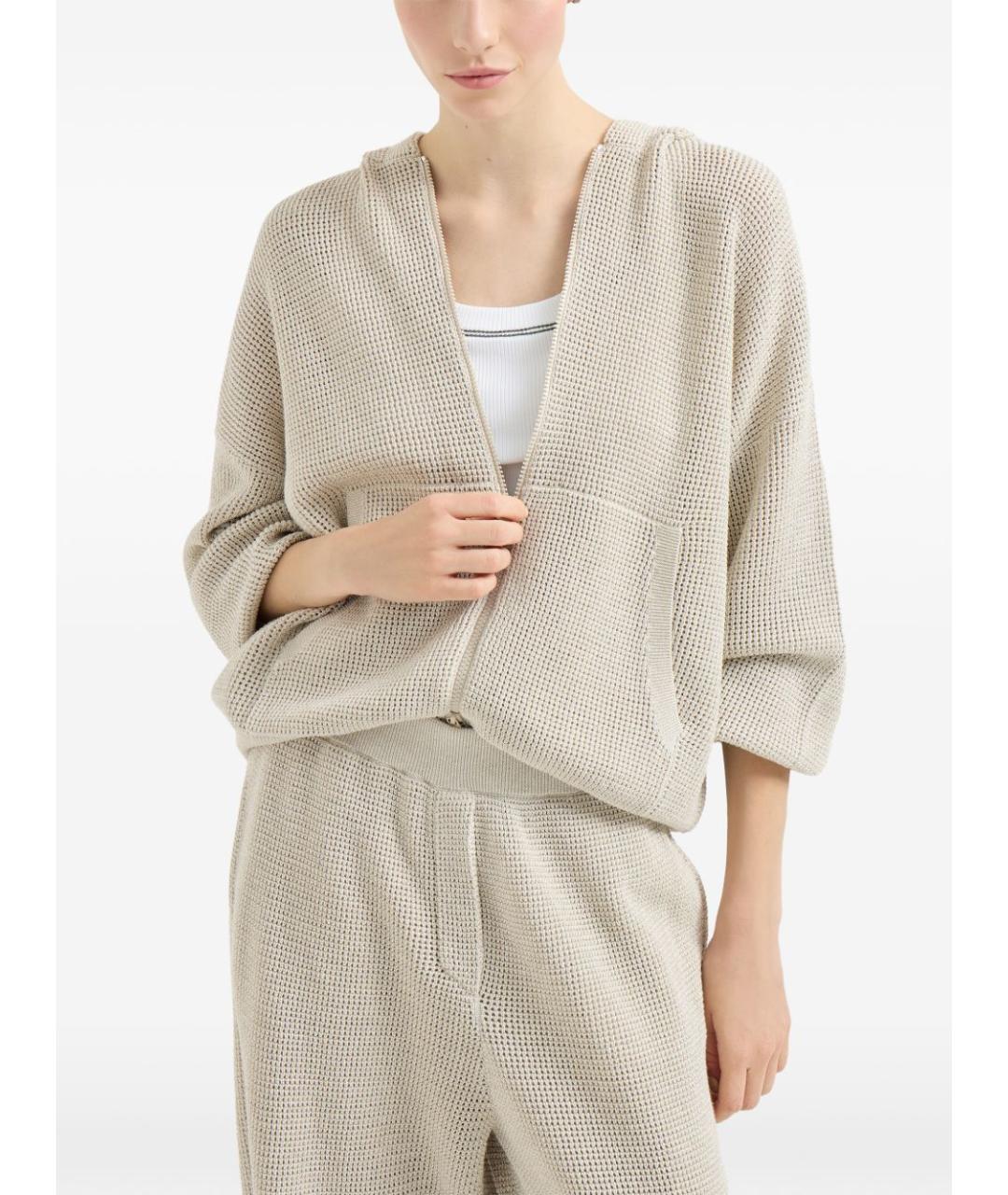 BRUNELLO CUCINELLI Бежевый хлопковый кардиган, фото 4