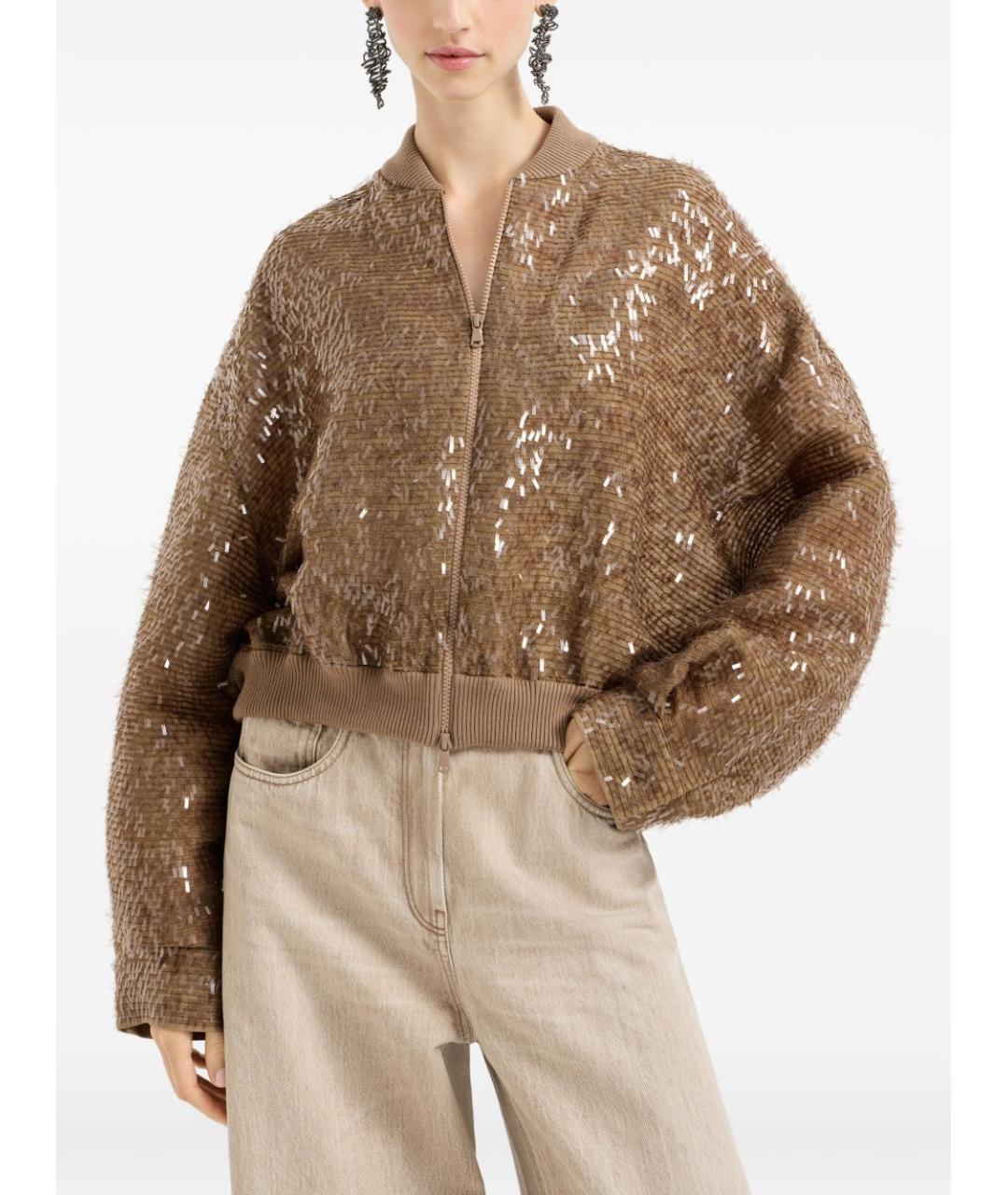 BRUNELLO CUCINELLI Коричневая шелковая куртка, фото 2