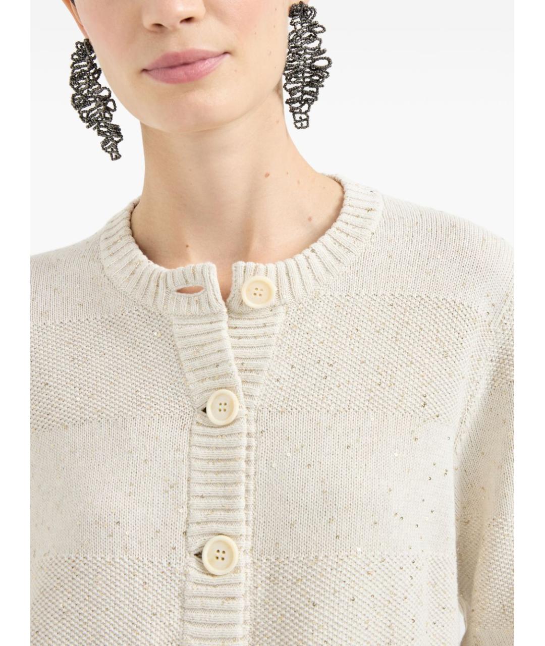 BRUNELLO CUCINELLI Бежевый хлопковый кардиган, фото 3