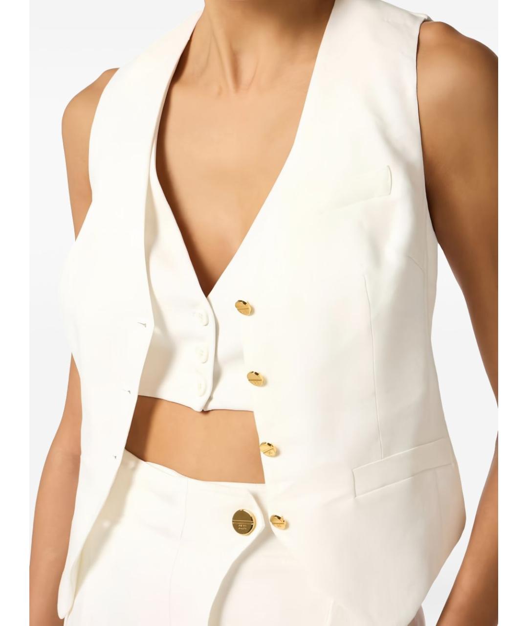 ELISABETTA FRANCHI Бежевый льняной жилет, фото 4