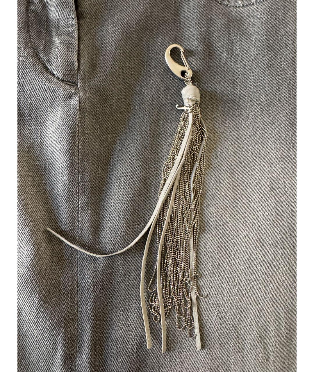 FABIANA FILIPPI Серая хлопко-эластановая юбка миди, фото 5