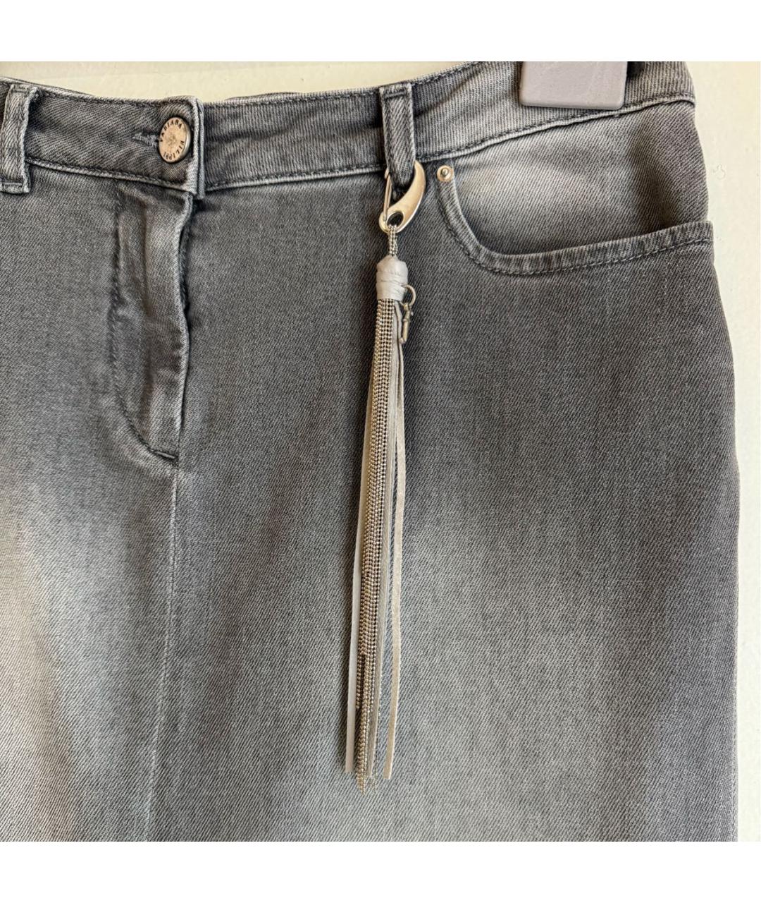 FABIANA FILIPPI Серая хлопко-эластановая юбка миди, фото 3