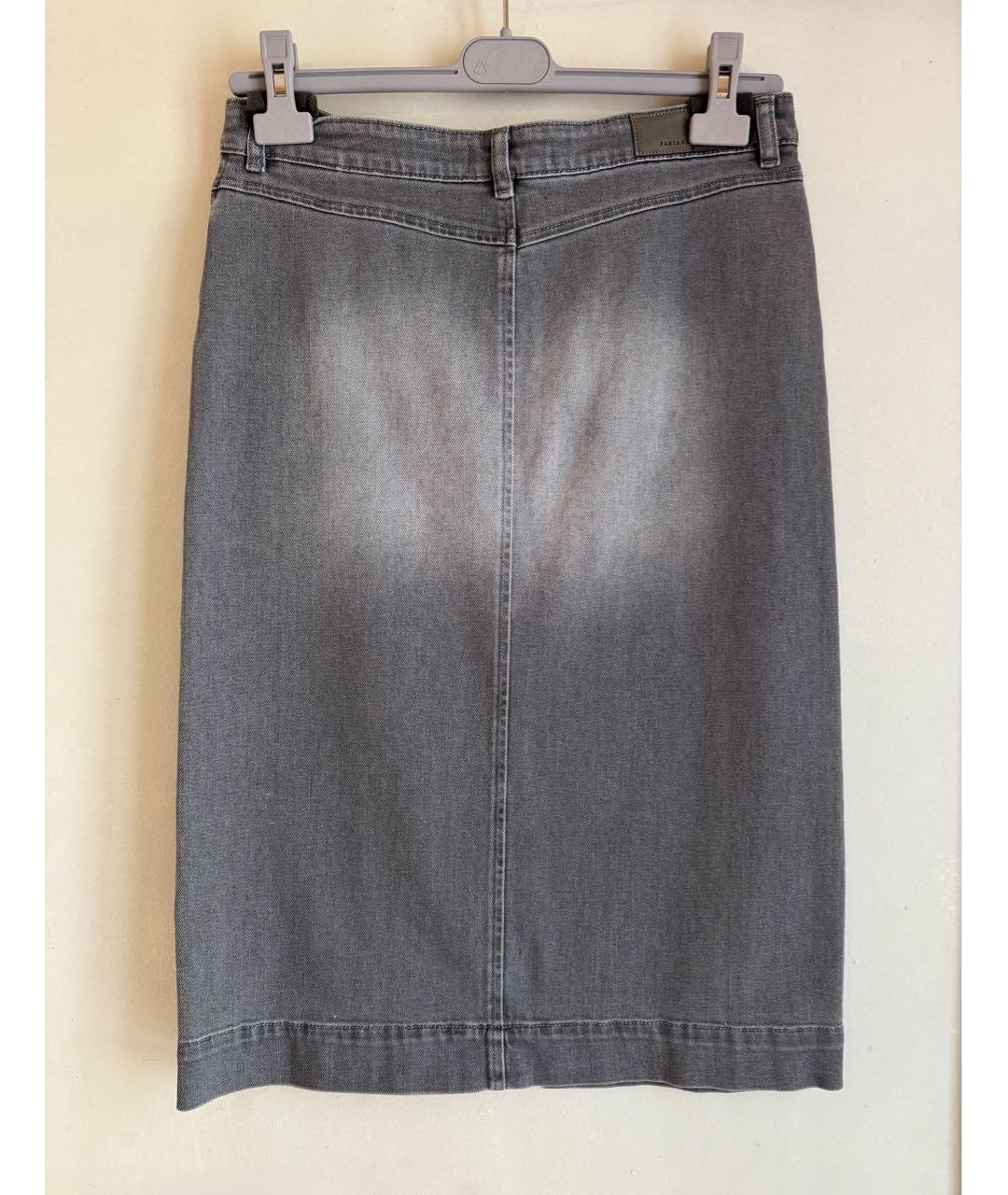 FABIANA FILIPPI Серая хлопко-эластановая юбка миди, фото 4