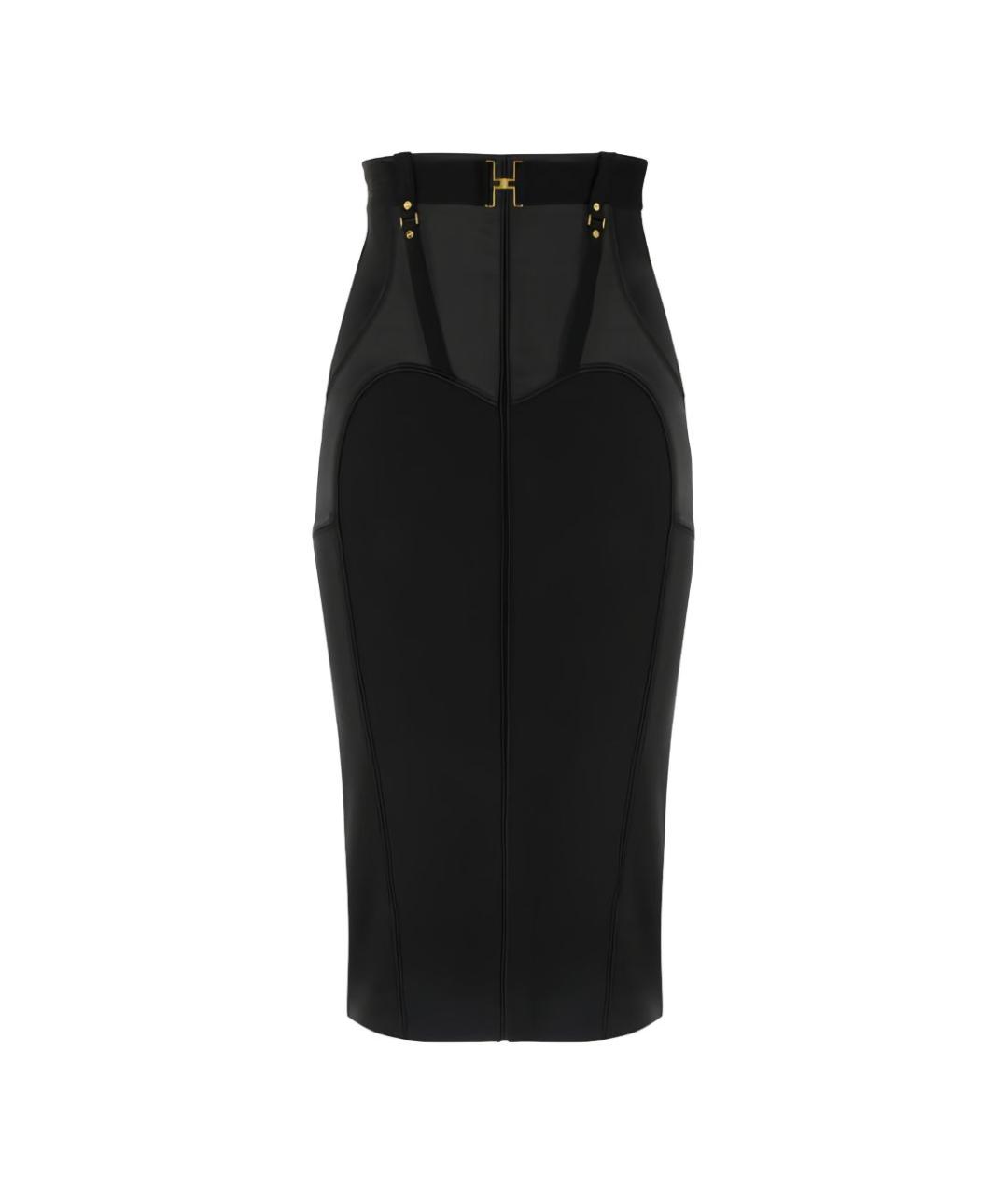 ELISABETTA FRANCHI Черная полиэстеровая юбка миди, фото 1