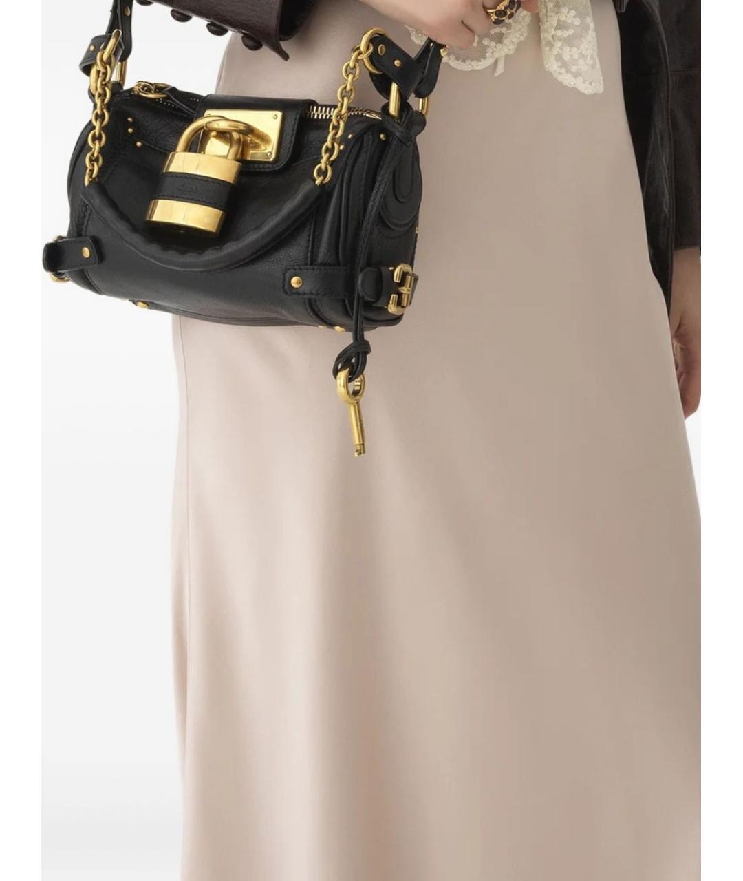 CHLOE Черная кожаная сумка через плечо, фото 2