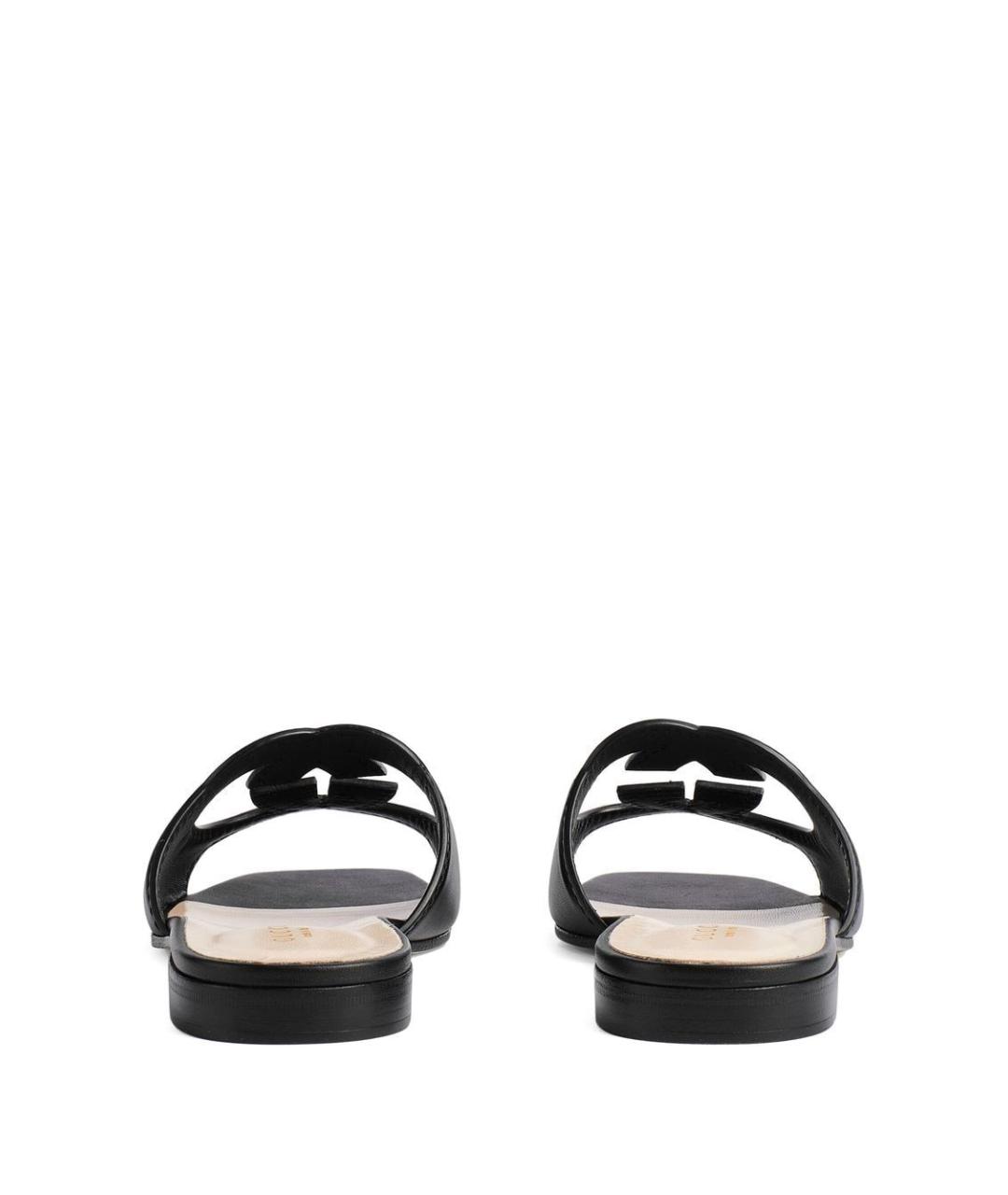 GUCCI Черные кожаные шлепанцы, фото 3