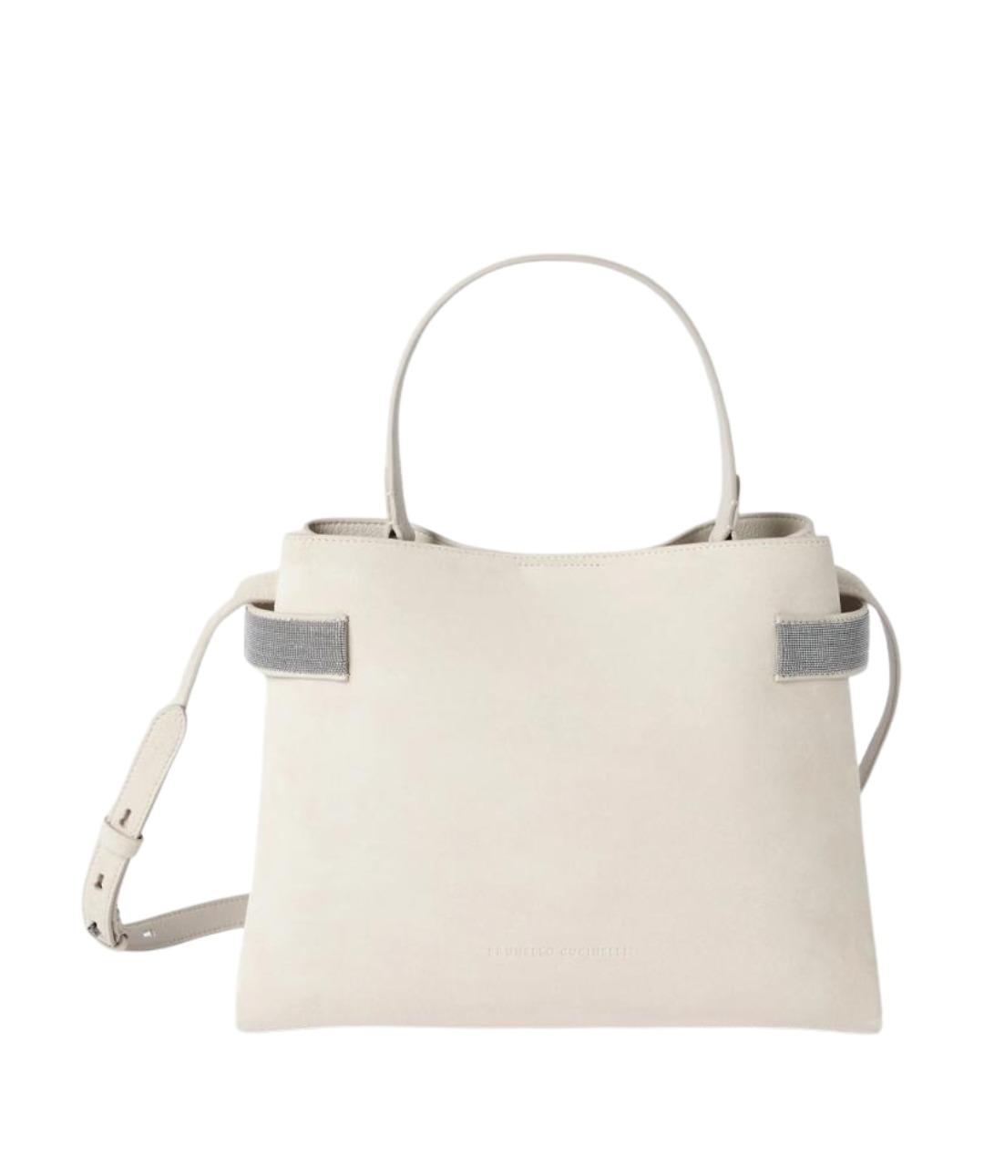 BRUNELLO CUCINELLI Бежевая замшевая сумка тоут, фото 1