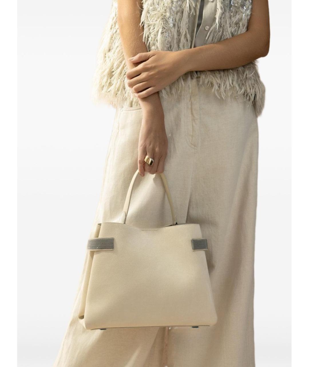 BRUNELLO CUCINELLI Бежевая замшевая сумка тоут, фото 3