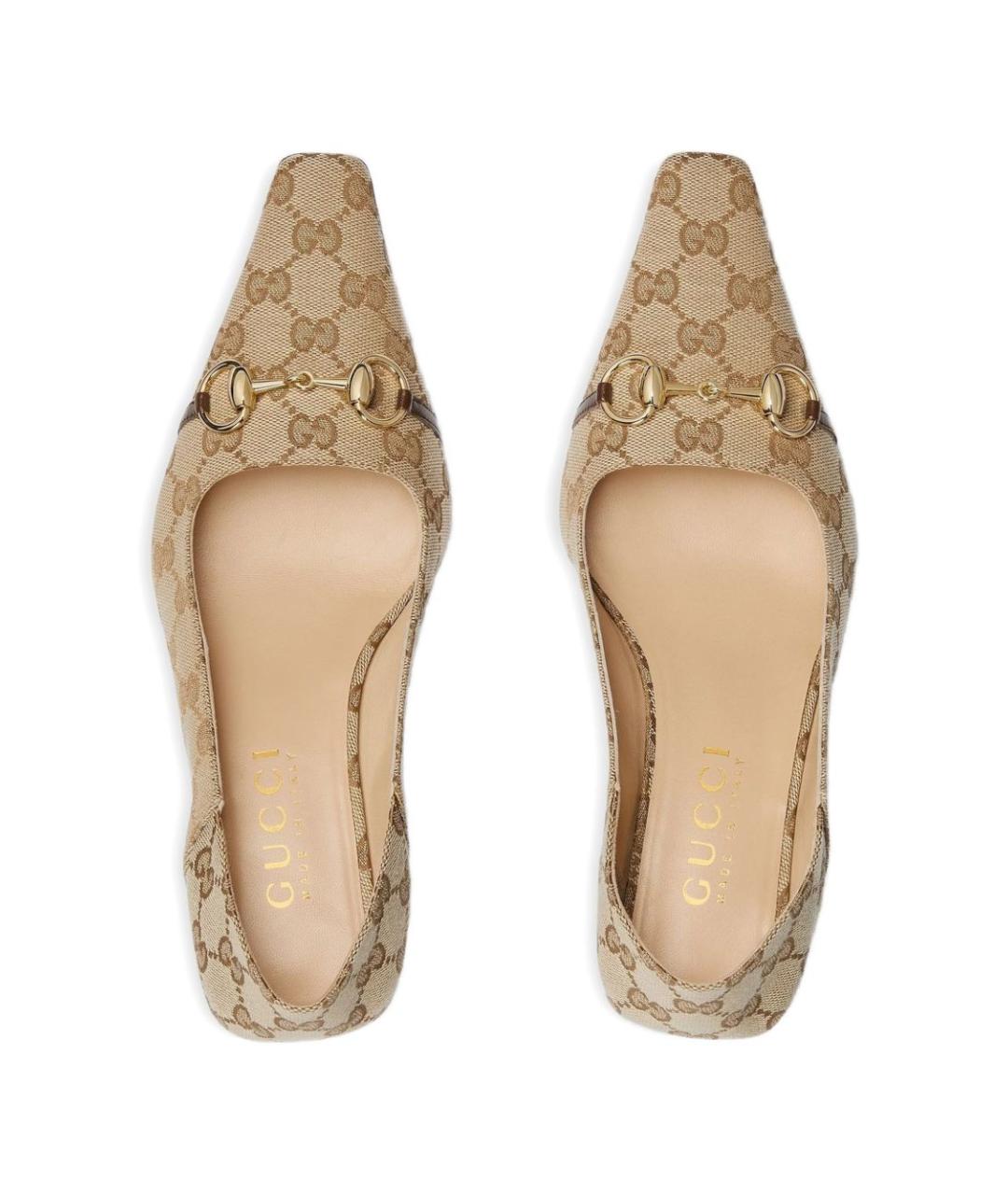 GUCCI Бежевые текстильные туфли, фото 5