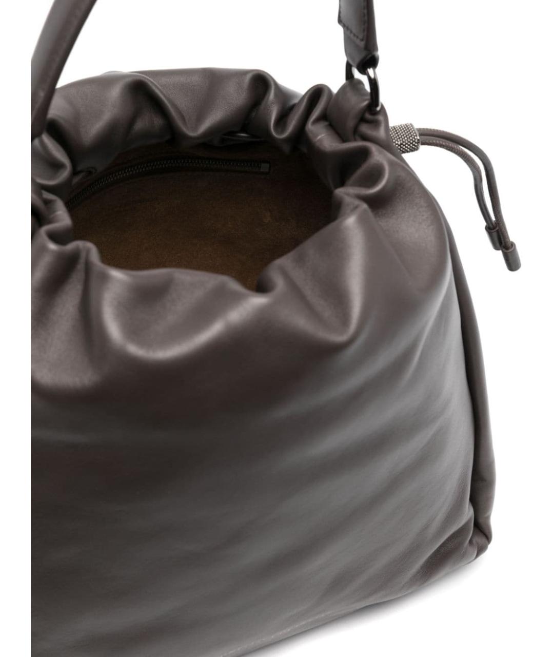 BRUNELLO CUCINELLI Коричневая кожаная сумка тоут, фото 3