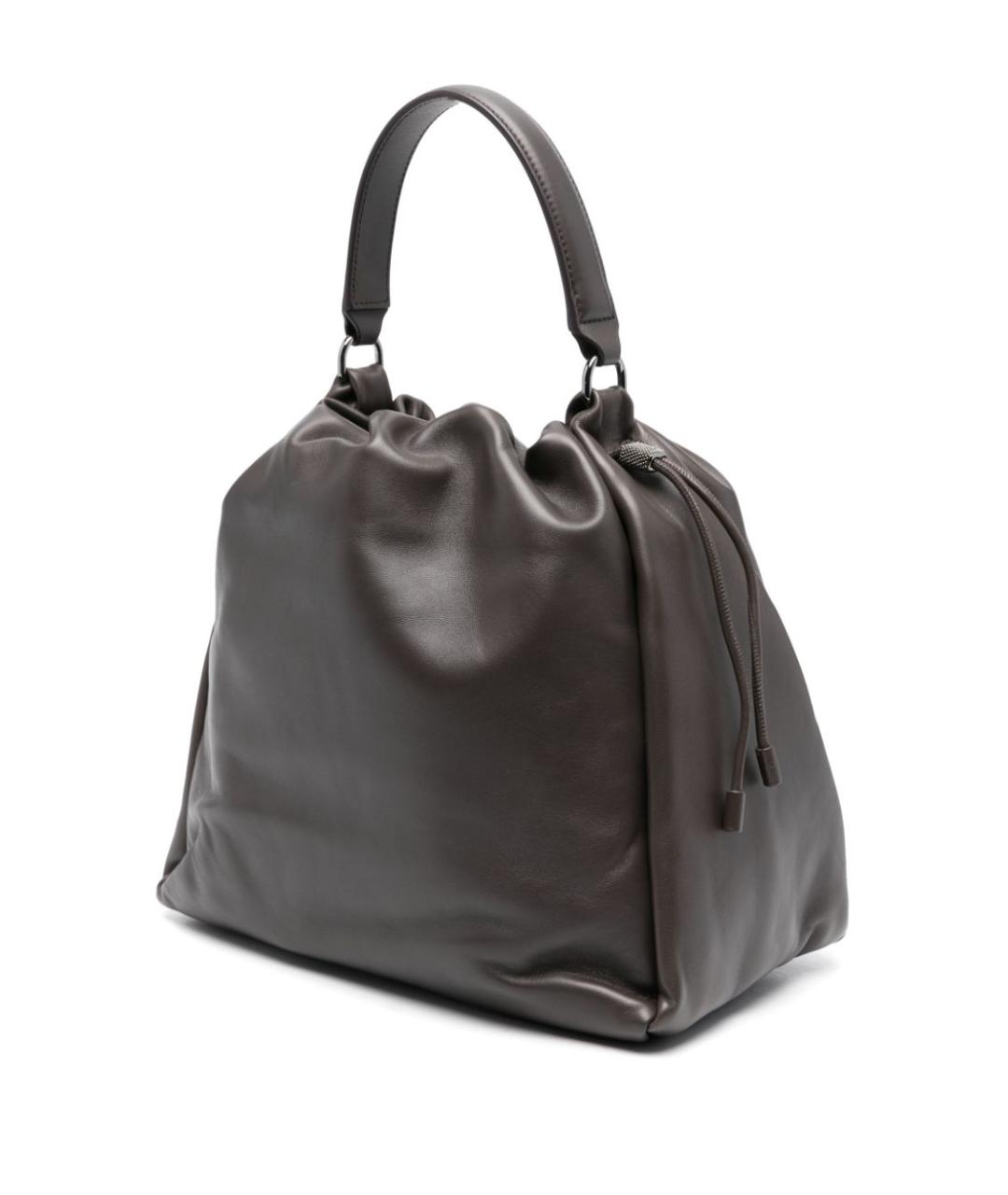 BRUNELLO CUCINELLI Коричневая кожаная сумка тоут, фото 4