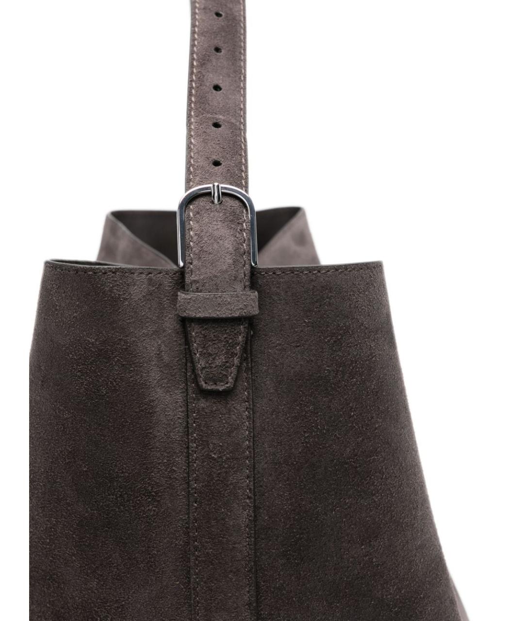 TOTEME Серая замшевая сумка тоут, фото 2
