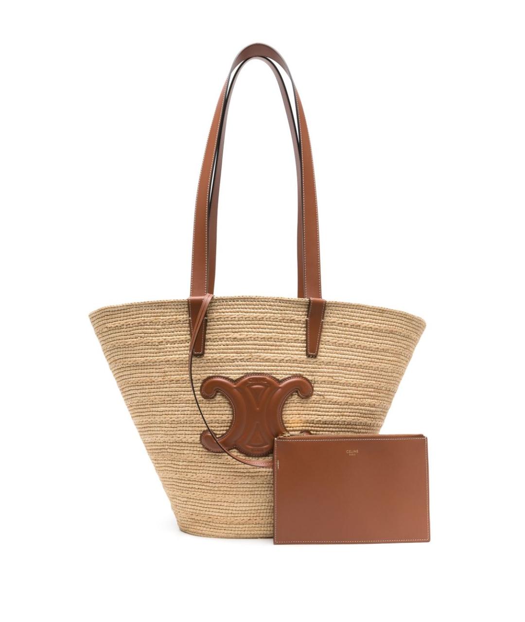 CELINE Бежевая пелетеная сумка тоут, фото 2