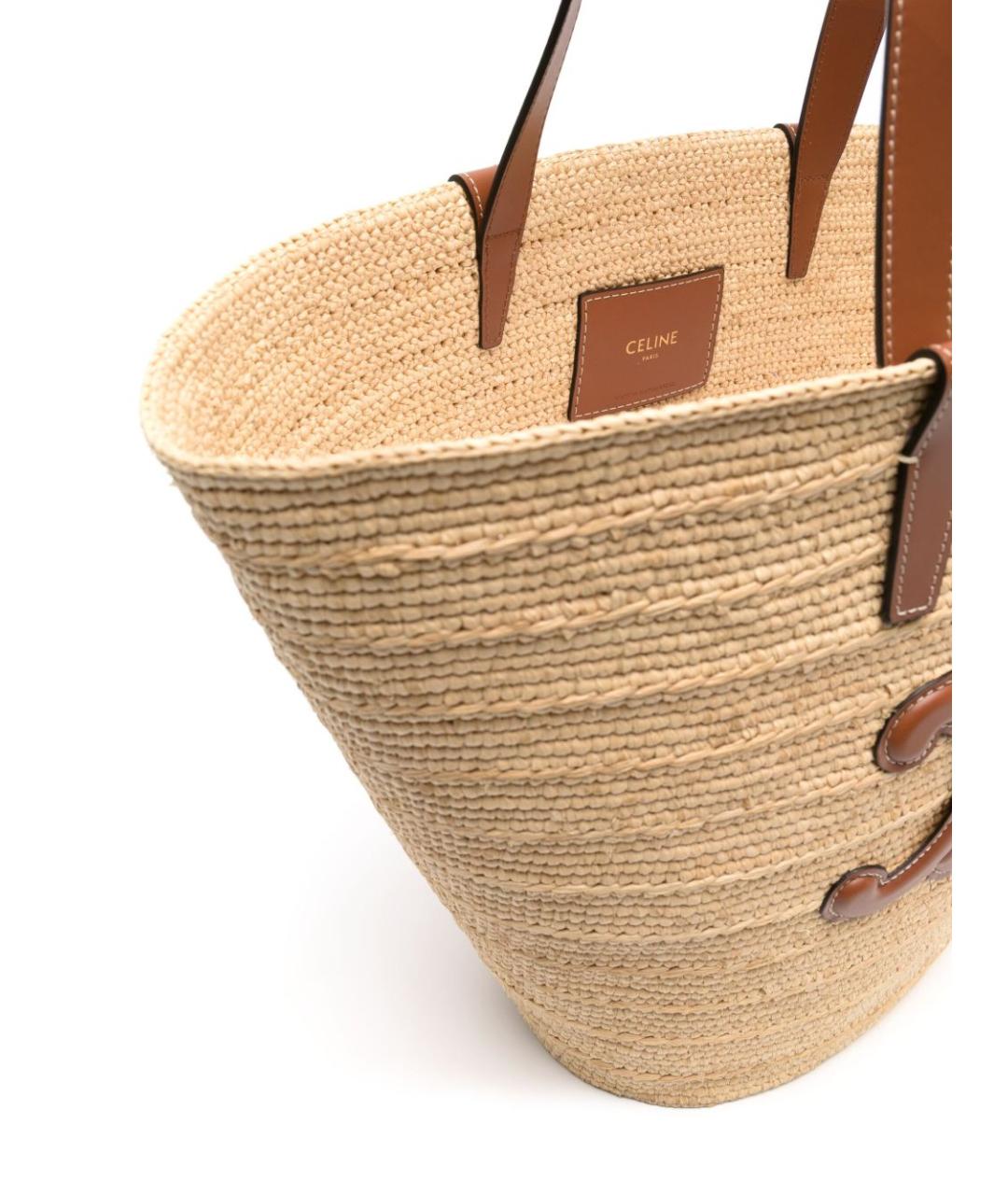 CELINE Бежевая пелетеная сумка тоут, фото 5