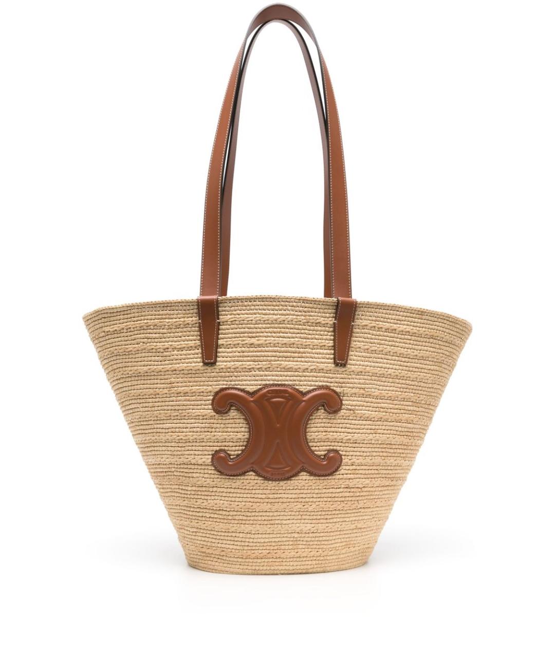 CELINE Бежевая пелетеная сумка тоут, фото 1