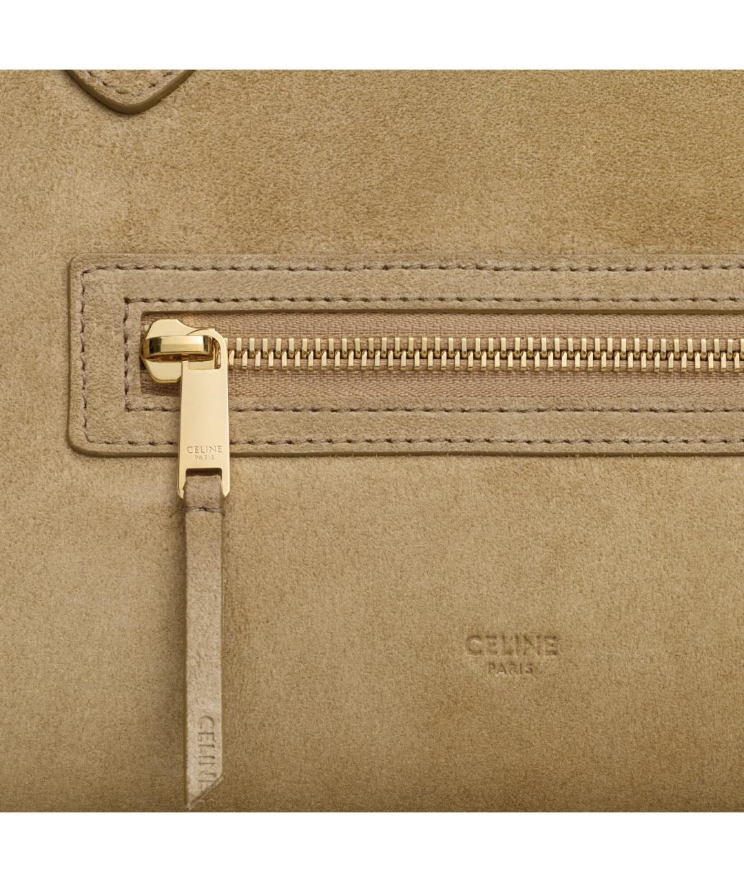 CELINE Бежевая замшевая сумка тоут, фото 5