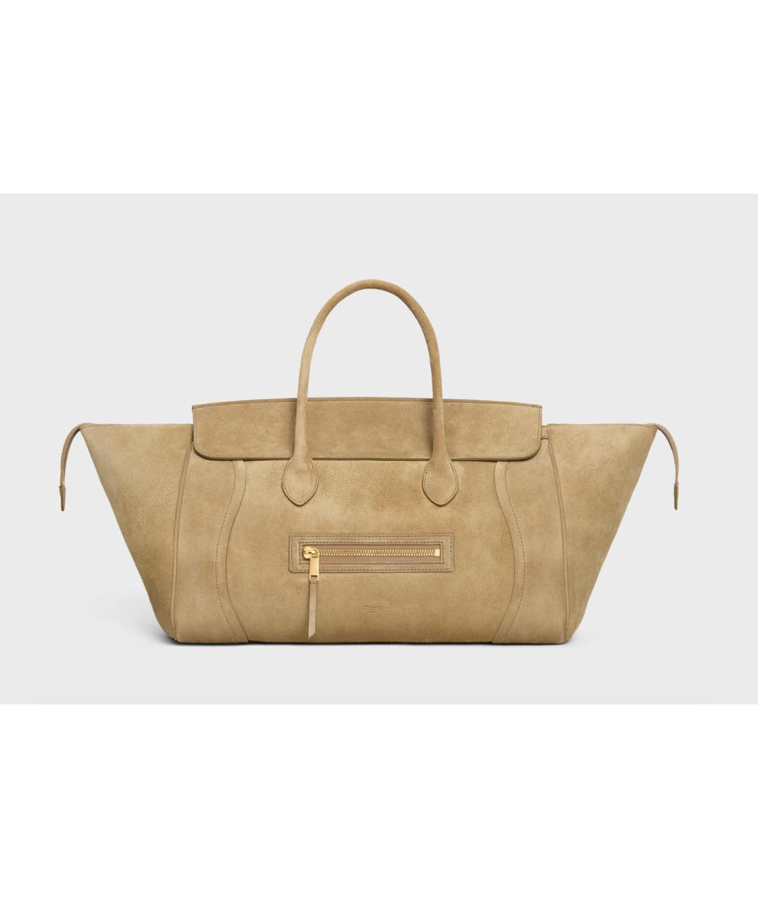 CELINE Бежевая замшевая сумка тоут, фото 7