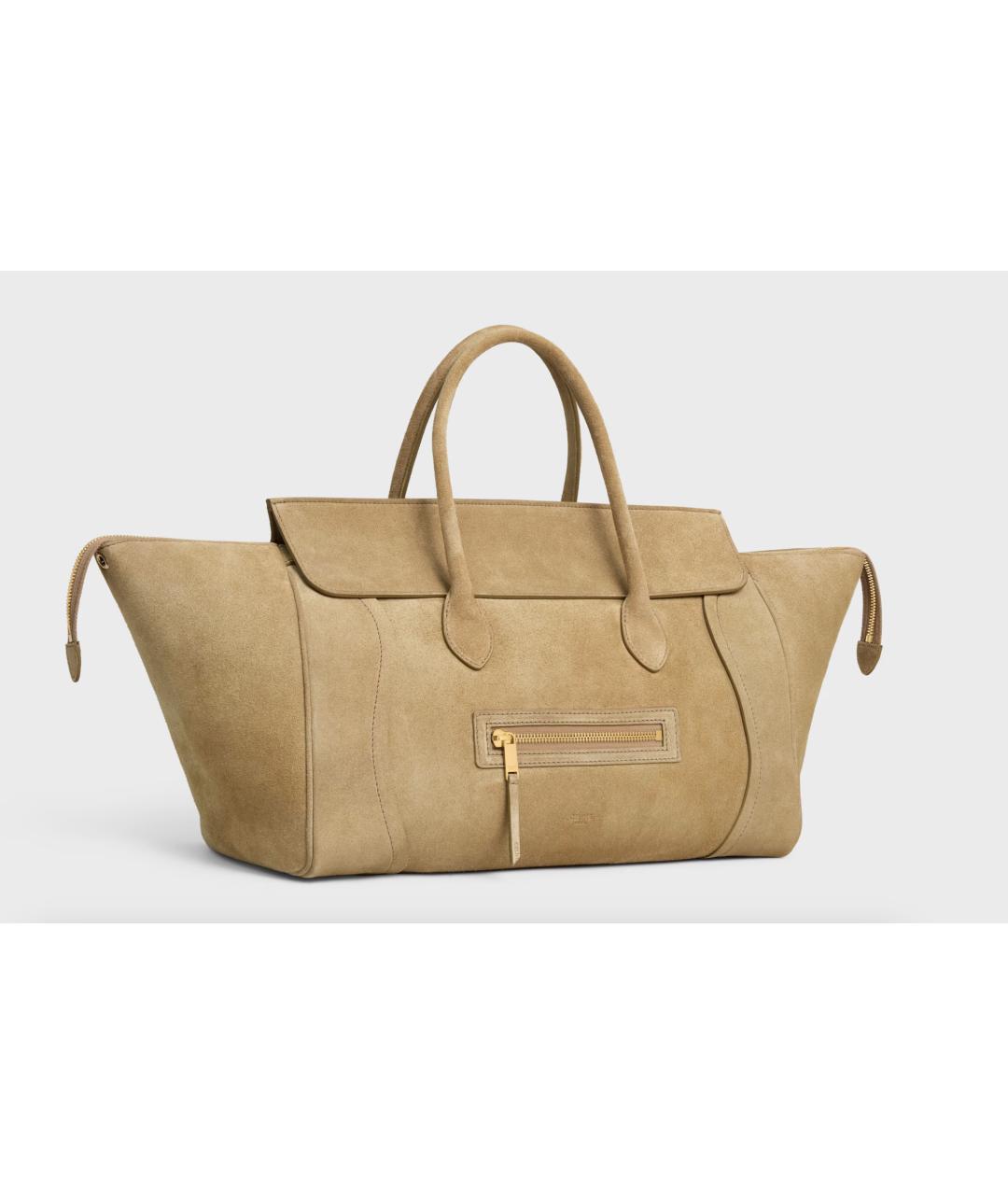 CELINE Бежевая замшевая сумка тоут, фото 2