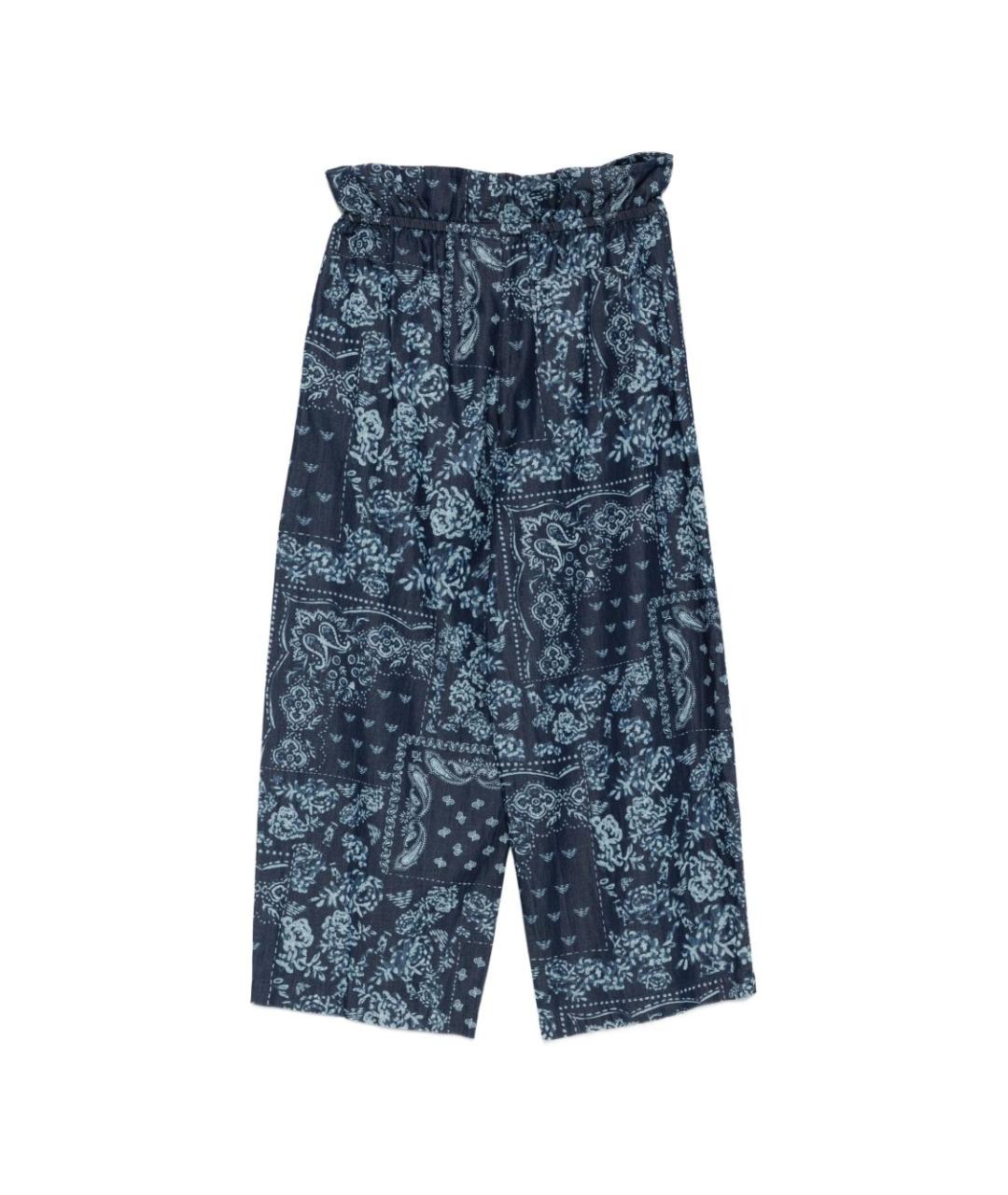 EMPORIO ARMANI Синие хлопковые прямые брюки, фото 3