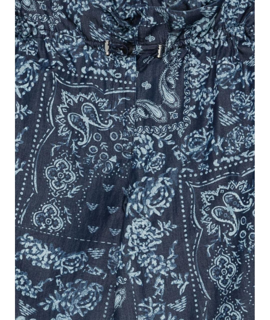 EMPORIO ARMANI Синие хлопковые прямые брюки, фото 2