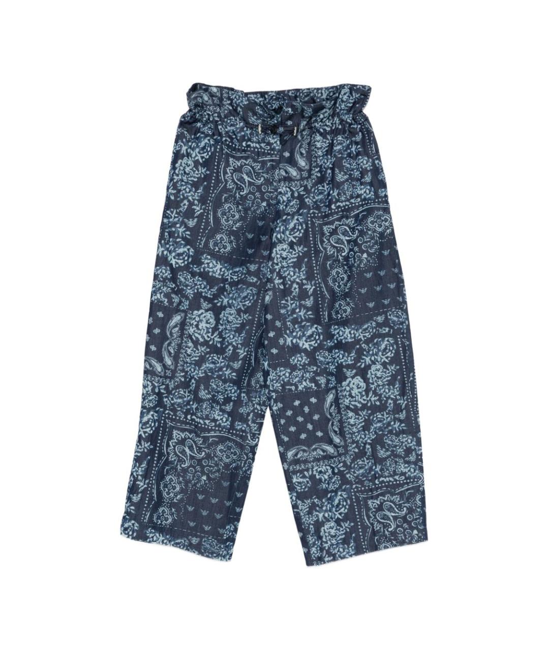 EMPORIO ARMANI Синие хлопковые прямые брюки, фото 1