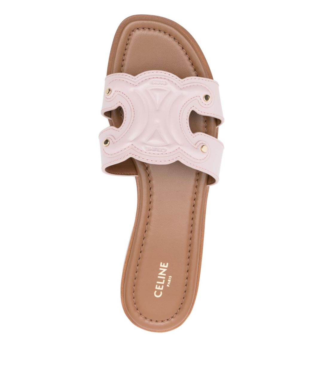 CELINE Розовые кожаные шлепанцы, фото 2