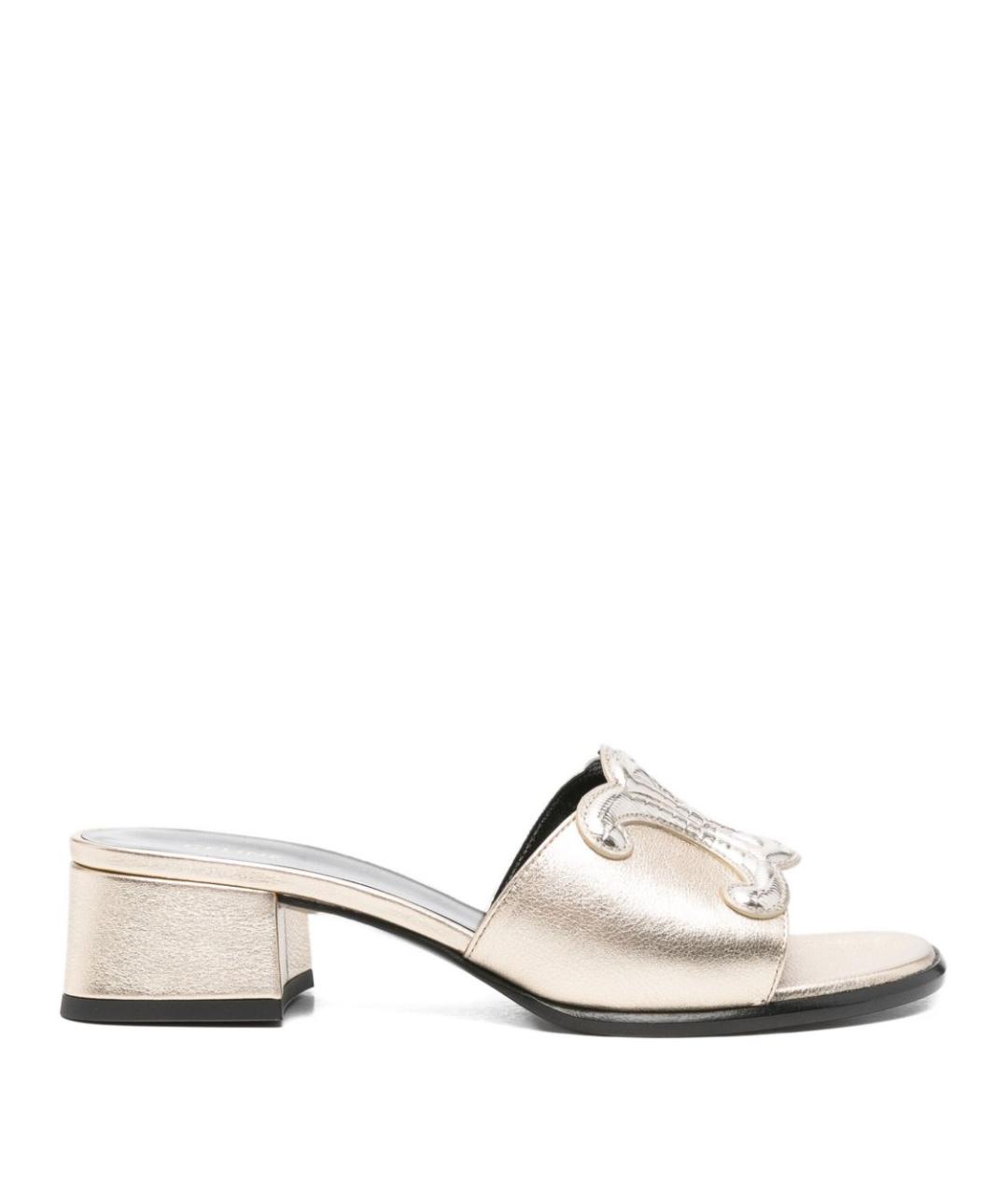 CELINE Серебряные кожаные мюли, фото 1