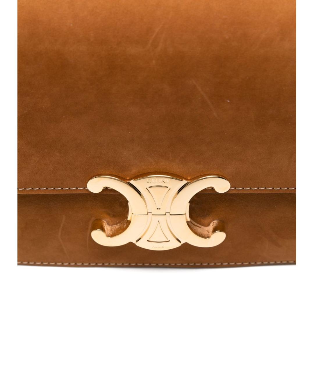 CELINE Коричневая замшевая сумка через плечо, фото 4