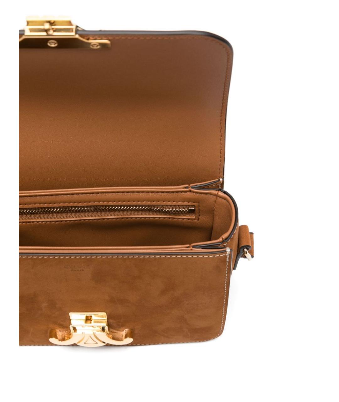 CELINE Коричневая замшевая сумка через плечо, фото 2