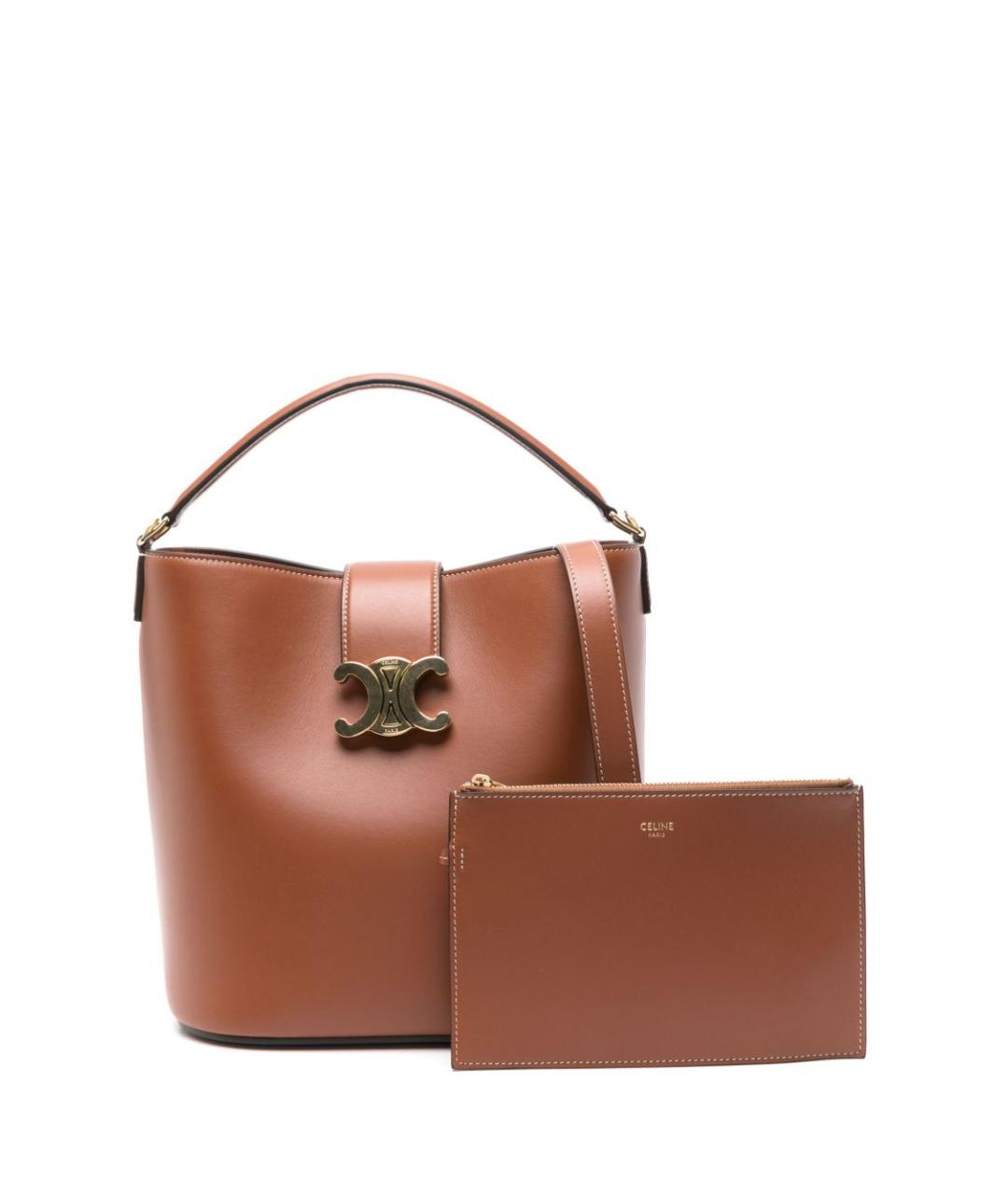 CELINE Коричневая кожаная сумка тоут, фото 4