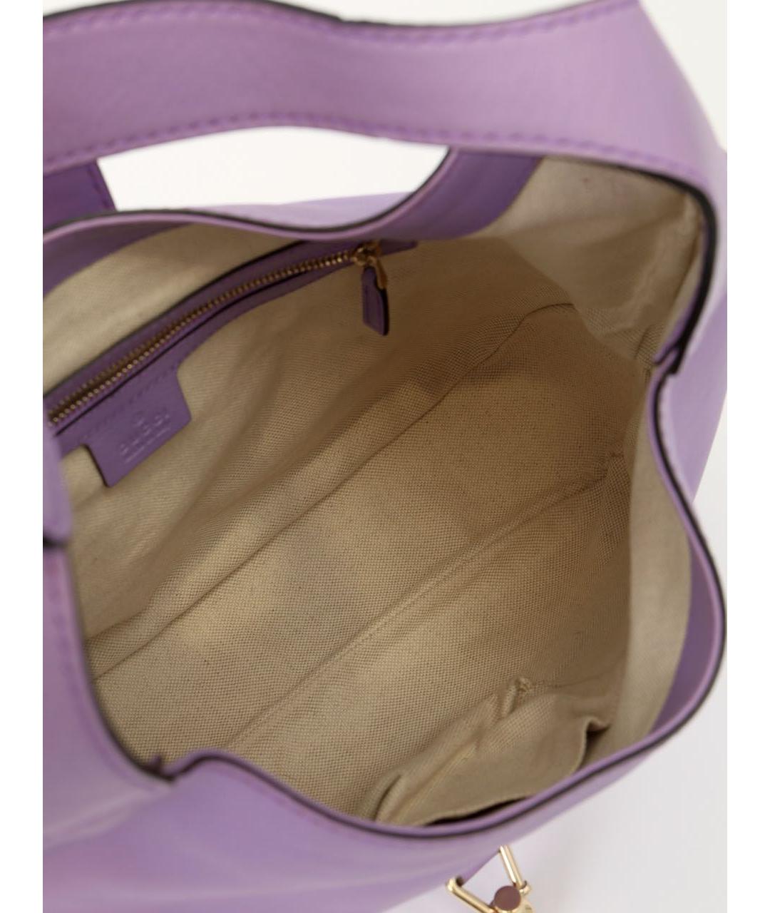 GUCCI Фиолетовая кожаная сумка с короткими ручками, фото 4