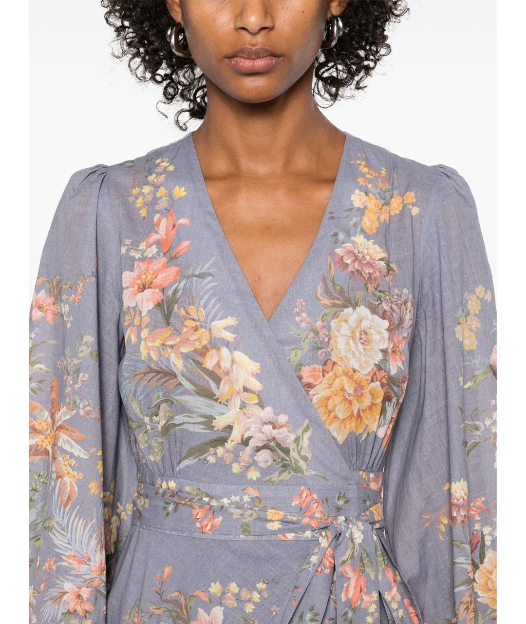 ZIMMERMANN Голубое хлопковое повседневное платье, фото 4