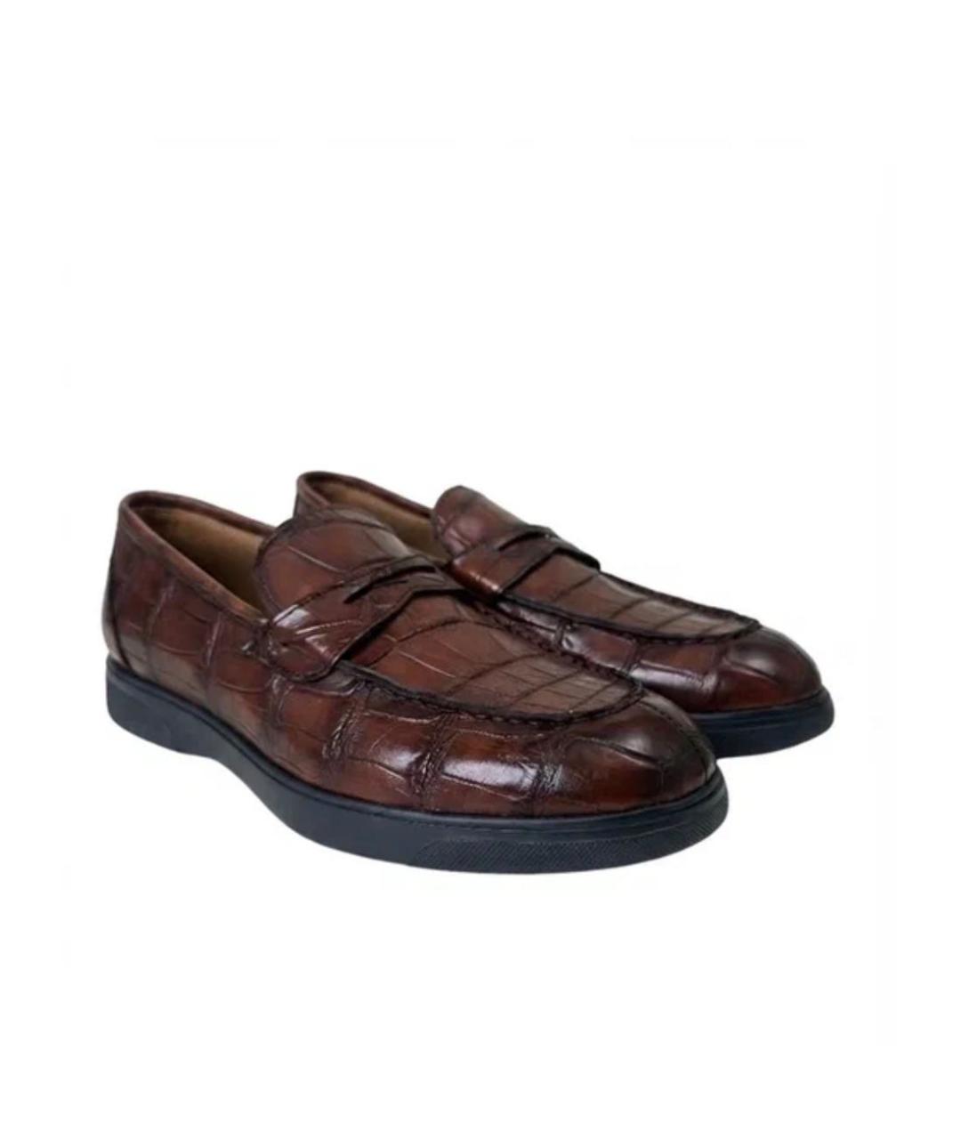 KITON Коричневые лоферы из экзотической кожи, фото 4