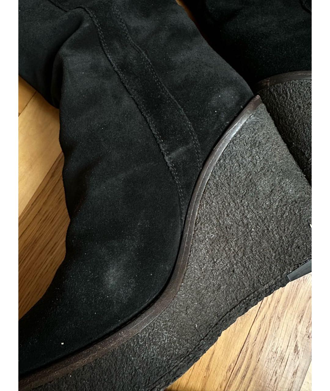 SAINT LAURENT Черные замшевые сапоги, фото 5