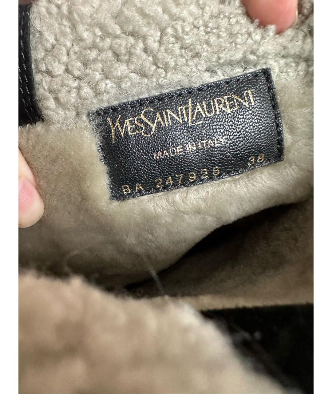 SAINT LAURENT Черные замшевые сапоги, фото 3
