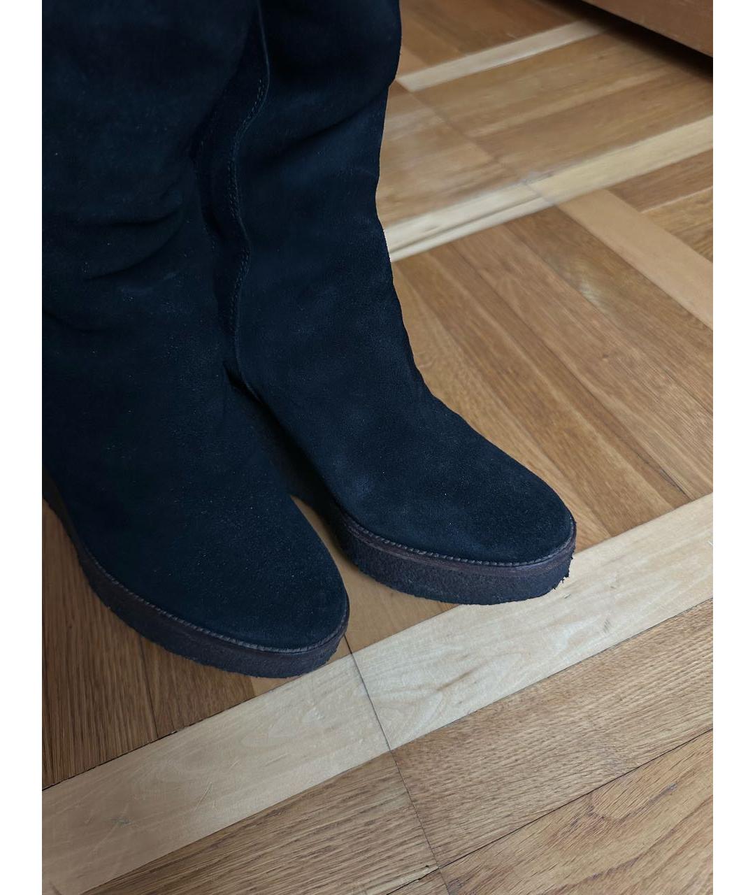 SAINT LAURENT Черные замшевые сапоги, фото 4