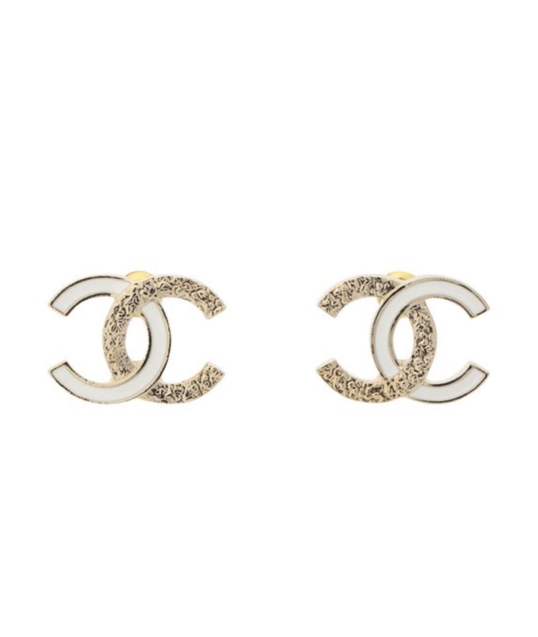 CHANEL Белые металлические серьги, фото 1